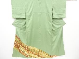 リサイクル　金彩松梅模様刺繍一つ紋色留袖(比翼付き)